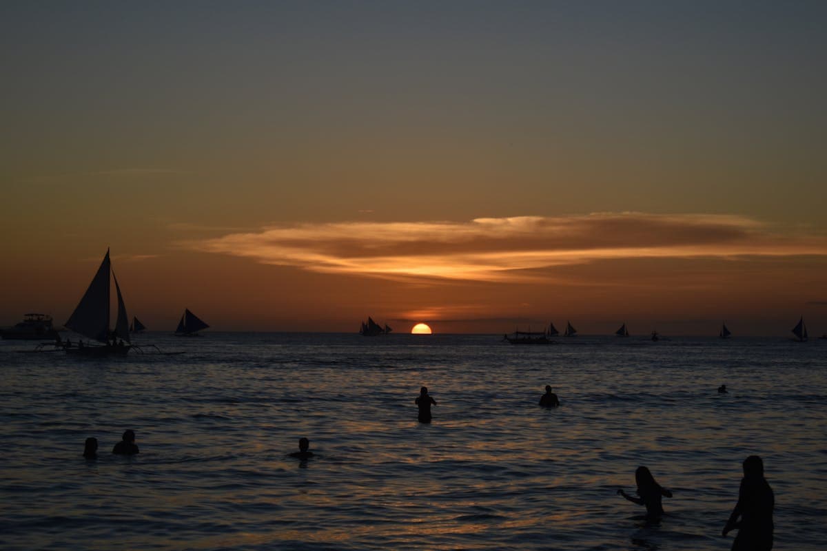 Stunning Boracay sunset with silhouettes