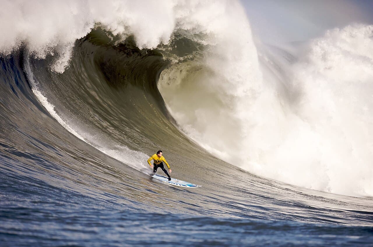 Surfer riding a wave